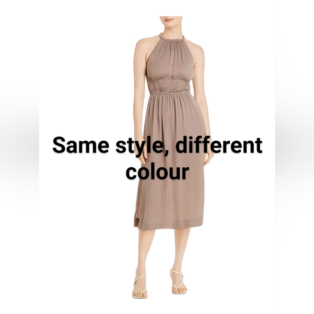 Tahari Women's Halter Dress Size Medium NWT Copper Bronze Midi Occasion Dress